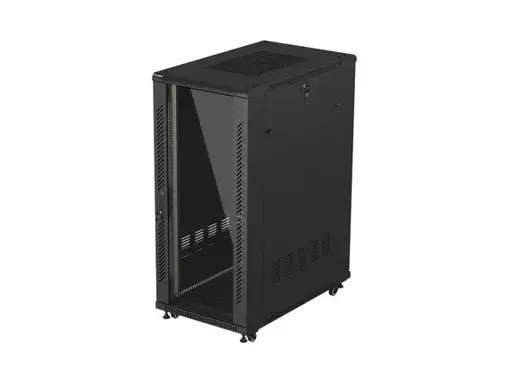 LANBERG rack cabinet 19 inch free standing 27U 600X1000 flat pack with glass door black