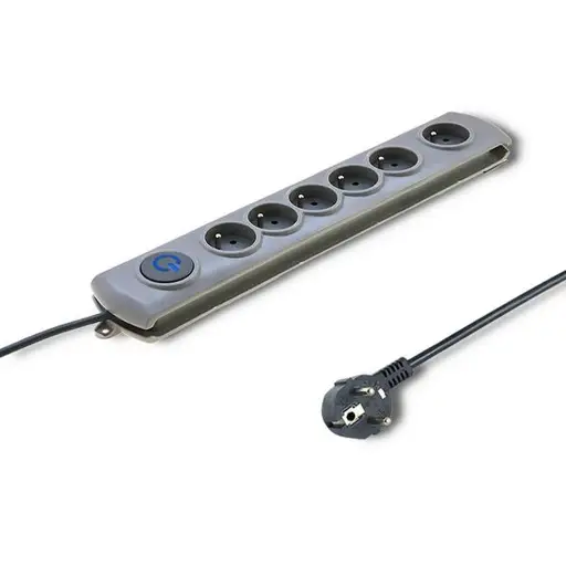QOLTEC 50165 Surge protectors Quick Switch 6 sockets gray 1.8m