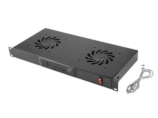 LANBERG AK-1502-B 19 Fan Unit / Ventilation Panel With LCD 2 Fans + Thermostat 230V
